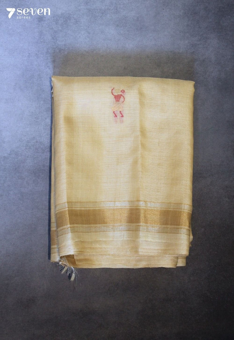 Morning Dew Handloom Off White Pure Tussar Silk(Kosa) Saree| Silk Mark Certified - Seven Sarees - Saree - Seven Sarees