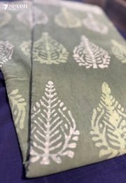 Moss & Moon Jaipur Green Handblock 100% Cotton Saree - Seven Sarees - Saree - Seven Sarees