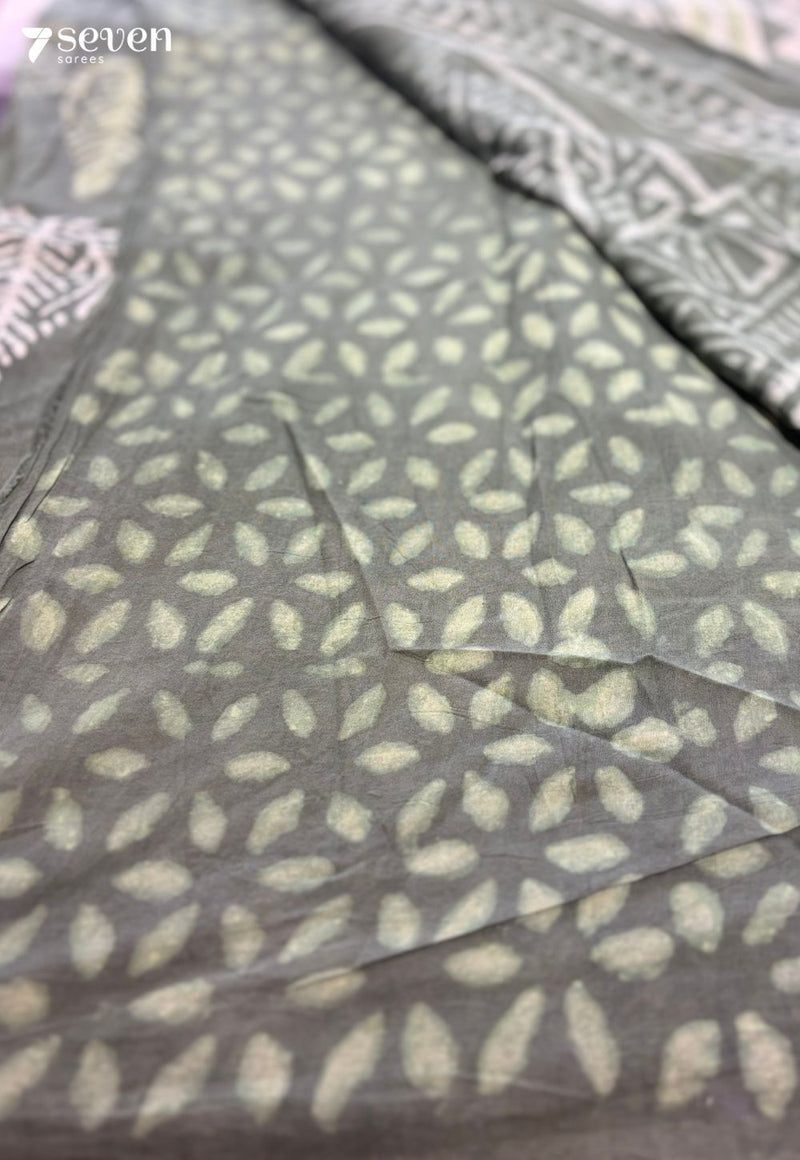 Moss & Moon Jaipur Green Handblock 100% Cotton Saree - Seven Sarees - Saree - Seven Sarees