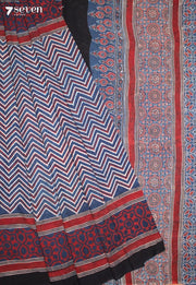 Mridaya Kutch Blue Pure Handmade Ajrakh 100% Cotton Saree - Seven Sarees - Saree - Seven Sarees