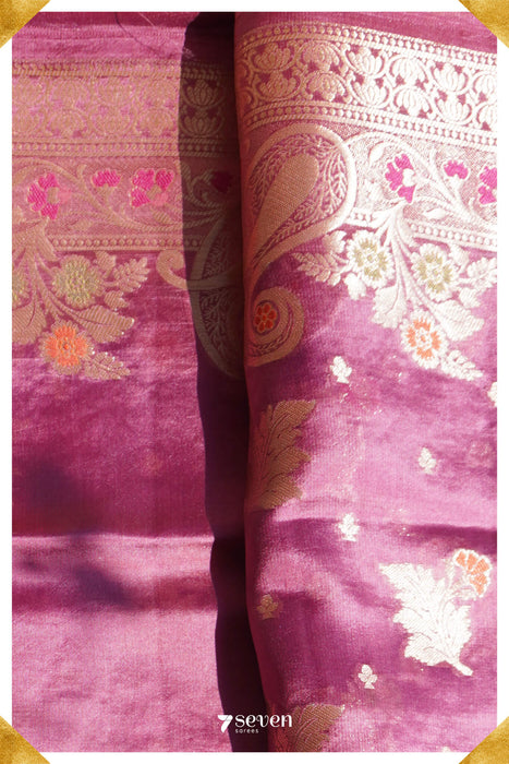 Mridhula Benaras Pink Pure Silk Chiniya Saree | Silk Mark Certified - Seven Sarees - Saree - Seven Sarees