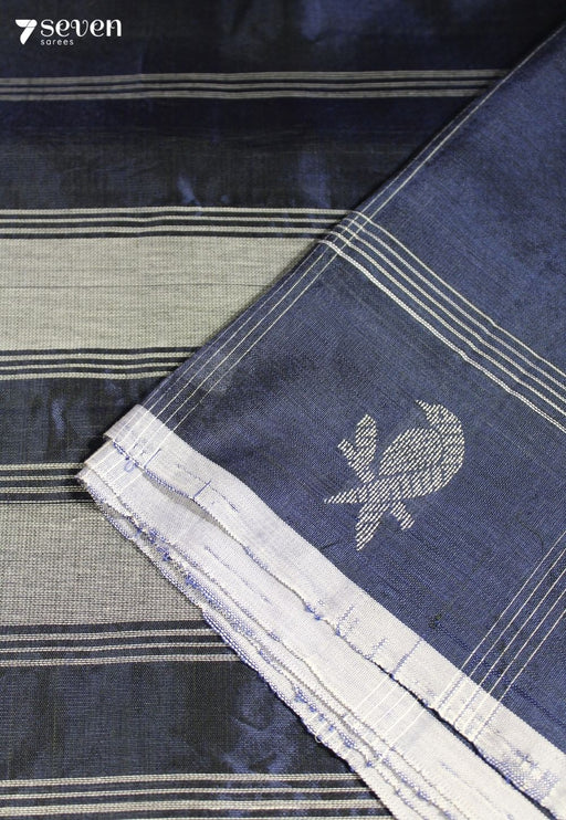 Mridunika Signature Seven Handloom Blue Bangalore Vegan Silk Saree - Seven Sarees - Saree - Seven Sarees