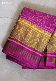 Mrigvaya Patola Handloom Single Ikkat Pink Pure Raw Silk Saree|Silk Mark Certified - Seven Sarees - Saree - Seven Sarees