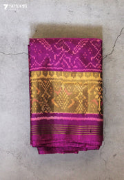 Mrigvaya Patola Handloom Single Ikkat Pink Pure Raw Silk Saree|Silk Mark Certified - Seven Sarees - Saree - Seven Sarees