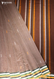 Mrinalika Signature Seven Handloom Brown Bangalore Pure Cotton Saree - Seven Sarees - Saree - Seven Sarees