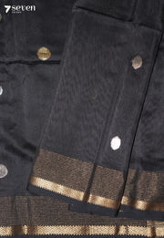 Mrinalini Maheshwari Handloom Black Silk Cotton Saree - Seven Sarees - Seven Sarees