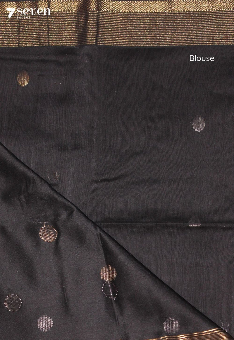 Mrinalini Maheshwari Handloom Black Silk Cotton Saree - Seven Sarees - Seven Sarees