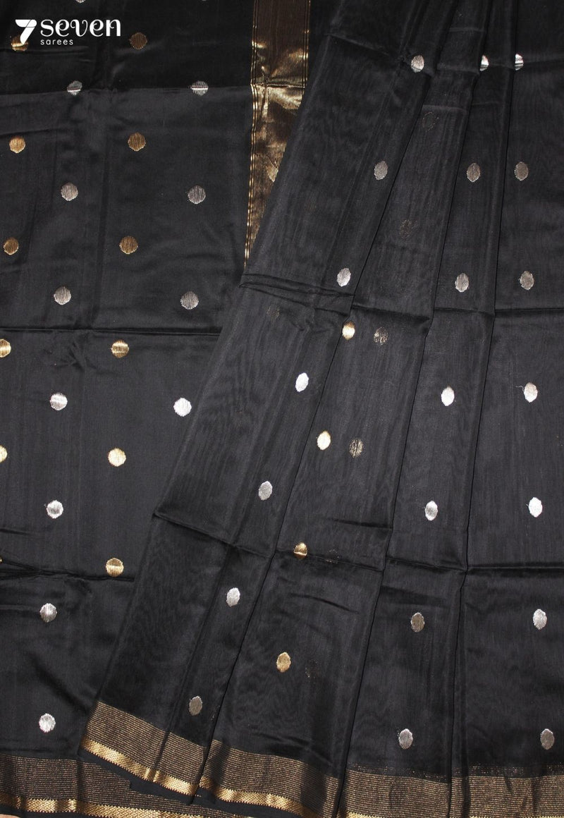 Mrinalini Maheshwari Handloom Black Silk Cotton Saree - Seven Sarees - Seven Sarees