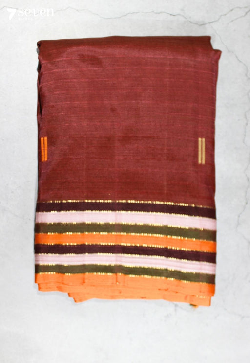 Mrinalya Signature Seven Handloom Red Bangalore Vegan Silk Saree - Seven Sarees - Saree - Seven Sarees