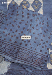Mrugini Jaipur Green Hand Block Printed Vegetable Dyed 100% Cotton Saree - Seven Sarees - Saree - Seven Sarees