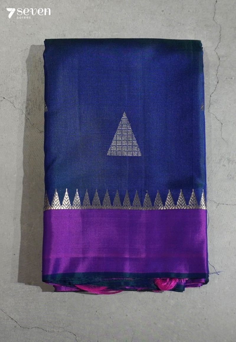 Mulberry Petal Signature Seven Handloom Purple Bangalore Pure Silk Saree|Silk Mark Certified - Seven Sarees - Saree - Seven Sarees