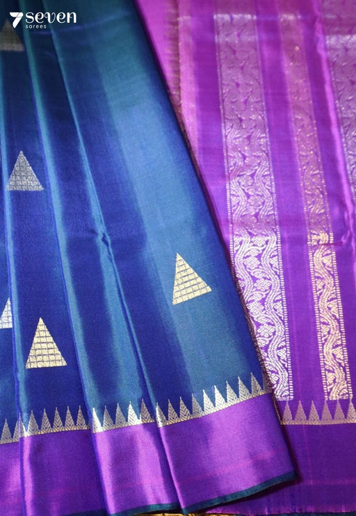 Mulberry Petal Signature Seven Handloom Purple Bangalore Pure Silk Saree|Silk Mark Certified - Seven Sarees - Saree - Seven Sarees