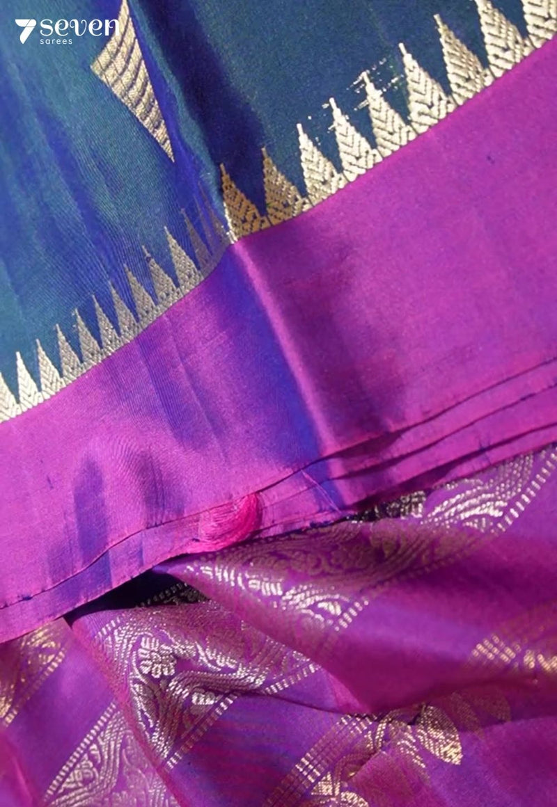 Mulberry Petal Signature Seven Handloom Purple Bangalore Pure Silk Saree|Silk Mark Certified - Seven Sarees - Saree - Seven Sarees