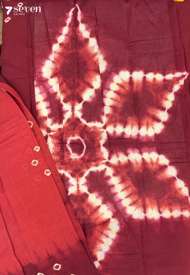 Mullai Madurai Red Handmade Pure Cotton Sungudi Saree - Seven Sarees - Saree - Seven Sarees