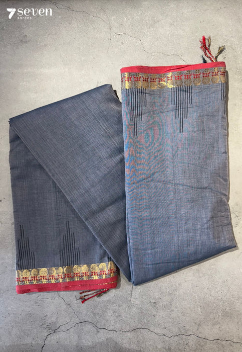 Mungaru Signature Seven Handloom Blue Bangalore Pure Cotton Saree - Seven Sarees - Saree - Seven Sarees