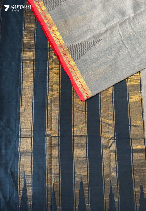 Mungaru Signature Seven Handloom Blue Bangalore Pure Cotton Saree - Seven Sarees - Saree - Seven Sarees