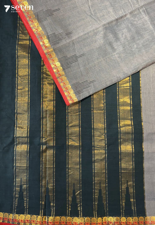 Mungaru Thread Signature Seven Handloom Blue Bangalore Pure Cotton Saree - Seven Sarees - Saree - Seven Sarees
