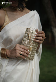 Muthu Mangalagiri Handloom Pearl - White Vegan Silk Saree - Seven Sarees - Saree - Seven Sarees