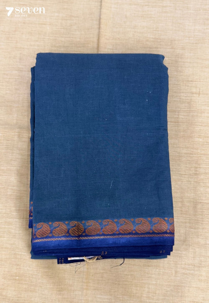 Naayuruvi Madurai Blue Handmade Pure Cotton Sungudi Saree - Seven Sarees - Saree - Seven Sarees