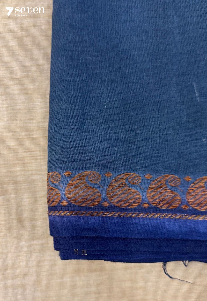 Naayuruvi Madurai Blue Handmade Pure Cotton Sungudi Saree - Seven Sarees - Saree - Seven Sarees