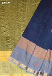 Nairavi Signature Seven Handloom Blue Bangalore Pure Cotton Saree - Seven Sarees - Saree - Seven Sarees