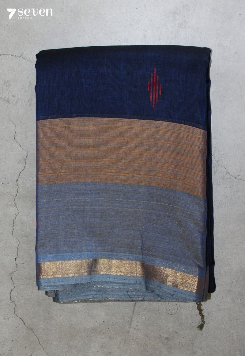 Nairavi Signature Seven Handloom Blue Bangalore Pure Cotton Saree - Seven Sarees - Saree - Seven Sarees