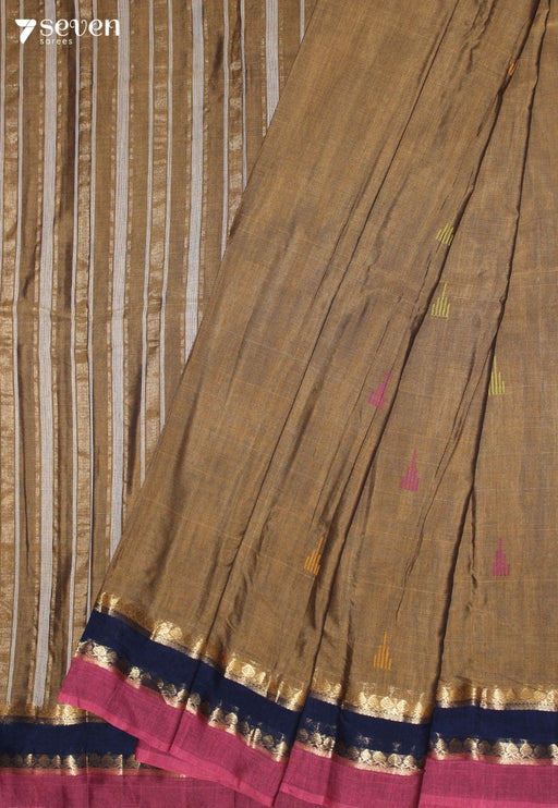 Nairuha Signature Seven Handloom Mustard Bangalore Pure Cotton Saree - Seven Sarees - Saree - Seven Sarees