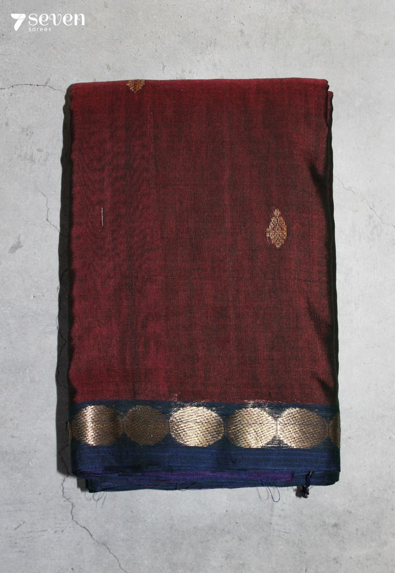 Nairvya Signature Seven Handloom Brown Bangalore Pure Cotton Saree - Seven Sarees - Saree - Seven Sarees