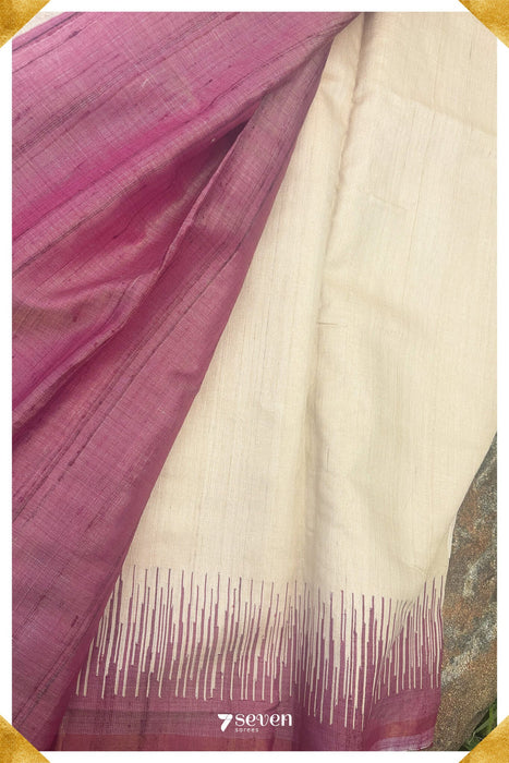 Narcissus Chattisgarh Off - White Pure Kosa Silk Saree|Silk Mark Certified - Seven Sarees - Saree - Seven Sarees