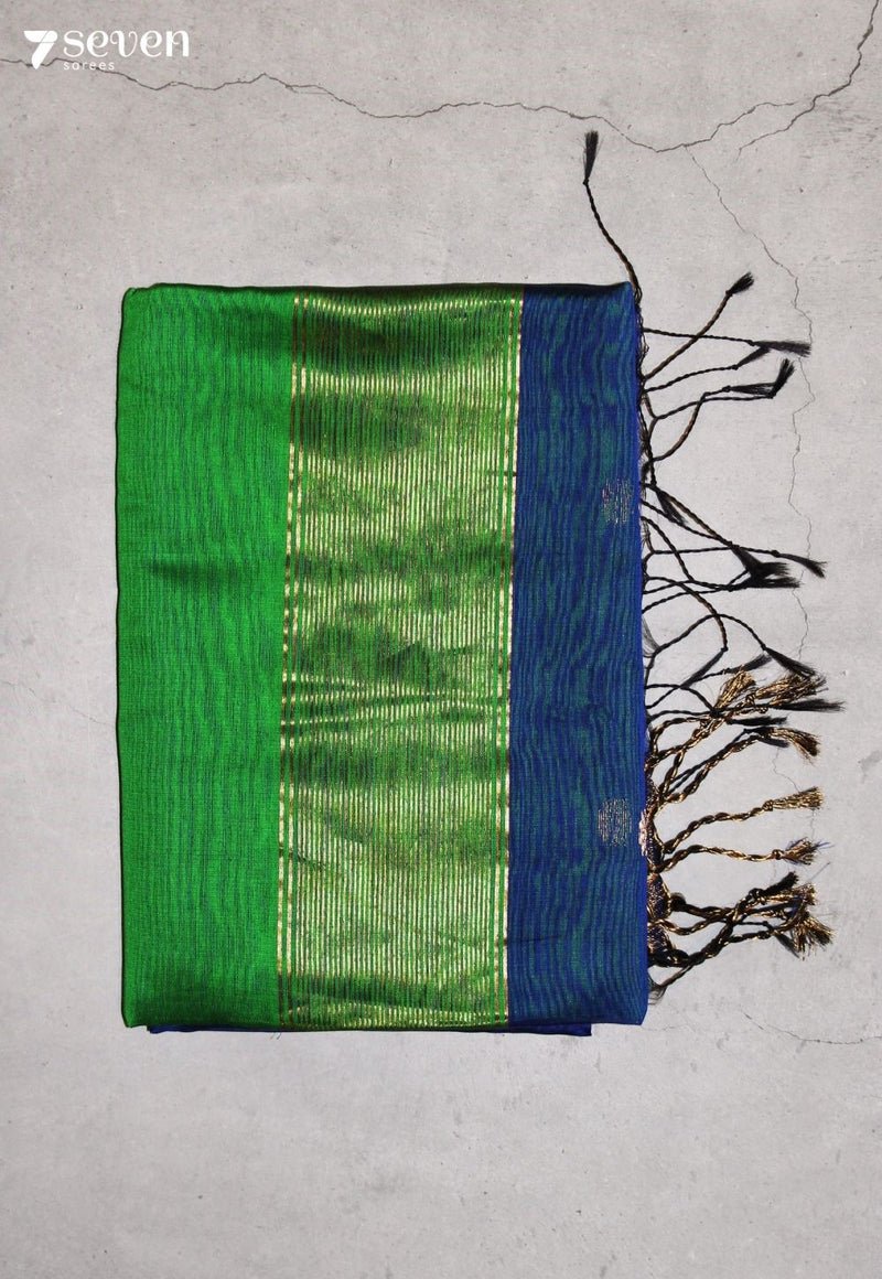 Navmika Maheshwari Handloom Blue Silk Cotton Saree - Seven Sarees - Seven Sarees