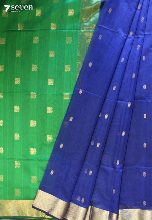 Navmika Maheshwari Handloom Blue Silk Cotton Saree - Seven Sarees - Seven Sarees