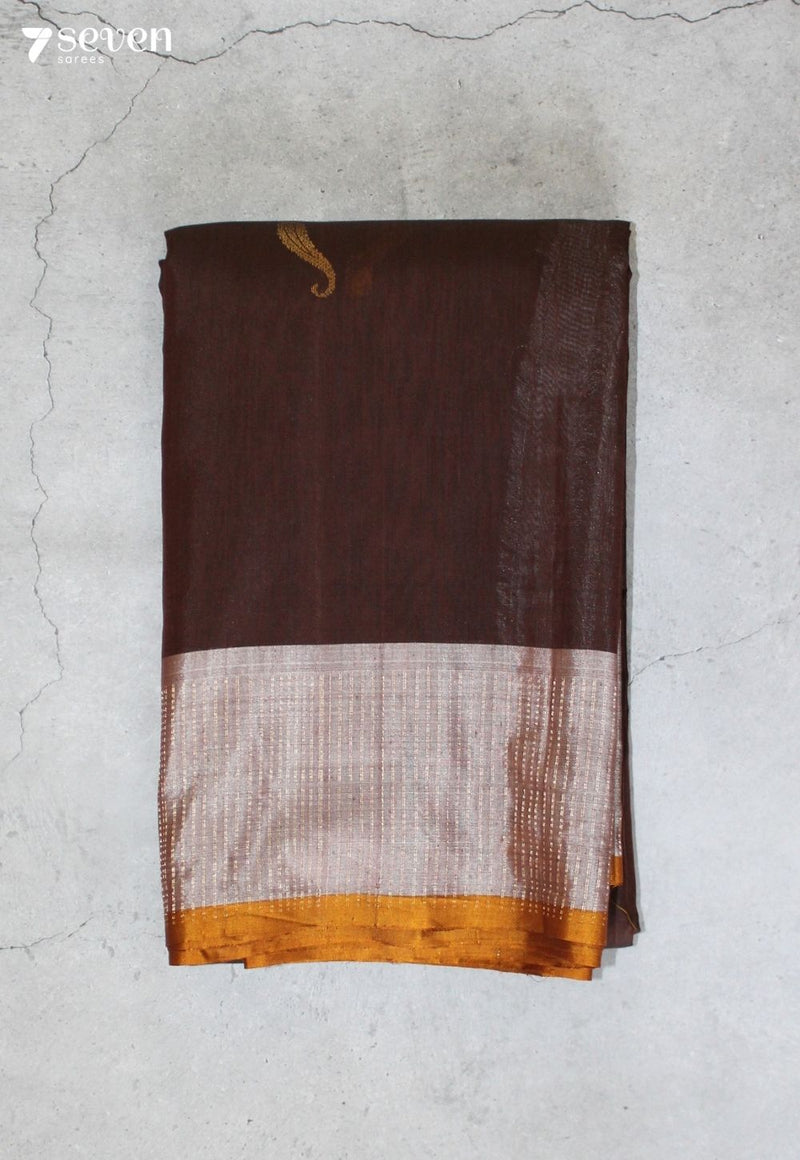 Navruma Signature Seven Handloom Brown Bangalore Pure Silk Cotton Saree - Seven Sarees - Saree - Seven Sarees