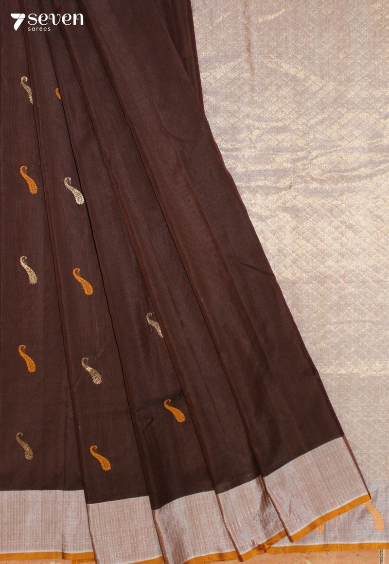 Navruma Signature Seven Handloom Brown Bangalore Pure Silk Cotton Saree - Seven Sarees - Saree - Seven Sarees