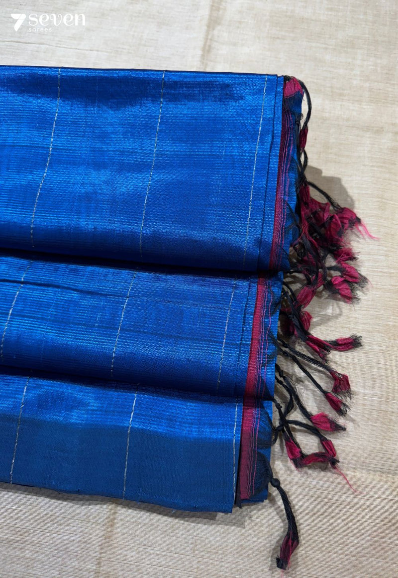 Neela Jwalam Mangalagiri Handloom Violet Vegan Silk Saree - Seven Sarees - Saree - Seven Sarees