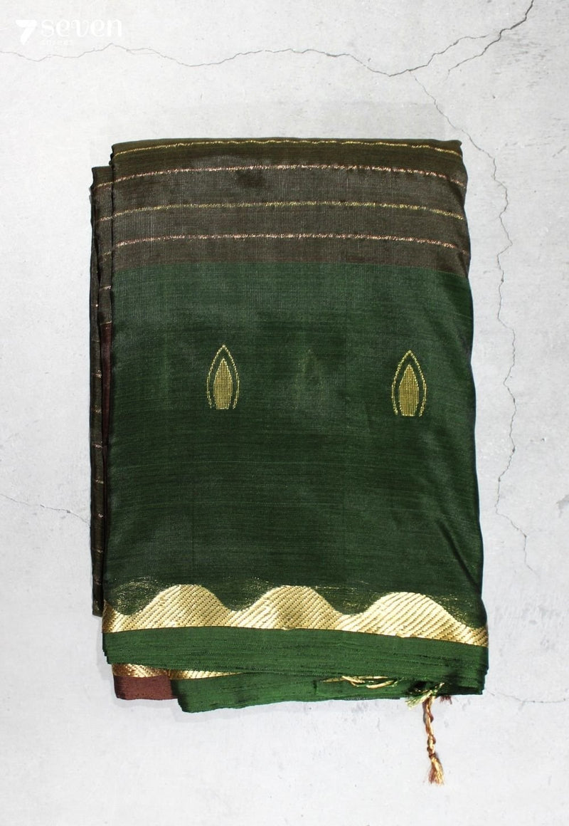 Neelatha Signature Seven Handloom Brown Bangalore Vegan Silk Saree - Seven Sarees - Saree - Seven Sarees