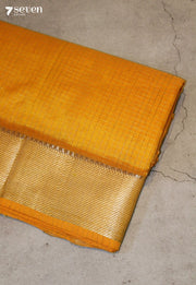 Neelvani Mangalagiri Handloom Yellow Silk Cotton Checked Saree - Seven Sarees - Saree - Seven Sarees