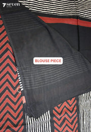Neeraja Jaipur Black Hand Block Printed 100% Cotton Saree - Seven Sarees - Saree - Seven Sarees
