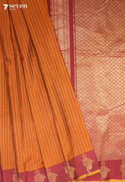 Neeranvi Signature Seven Handloom Brown Bangalore Pure Silk Cotton Saree - Seven Sarees - Saree - Seven Sarees