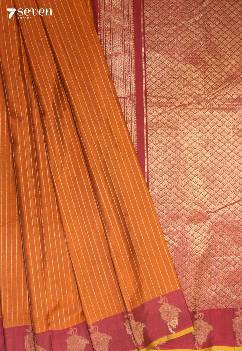 Neeranvi Signature Seven Handloom Brown Bangalore Pure Silk Cotton Saree - Seven Sarees - Saree - Seven Sarees