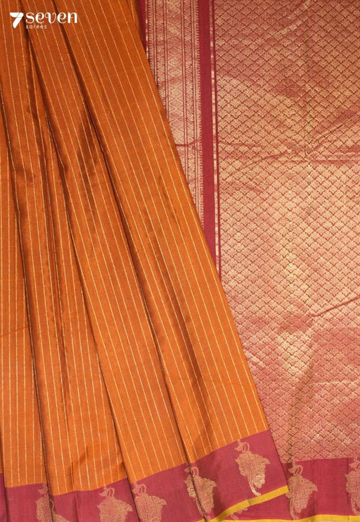 Neeranvi Signature Seven Handloom Brown Bangalore Pure Silk Cotton Saree - Seven Sarees - Saree - Seven Sarees