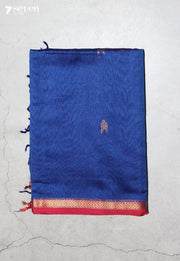 Neranvi Maheshwari Handloom Blue Silk Cotton Saree - Seven Sarees - Seven Sarees