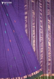 Nerumi Signature Seven Handloom Purple Bangalore Pure Cotton Saree - Seven Sarees - Saree - Seven Sarees
