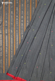 Neshmeya Signature Seven Handloom Grey Bangalore Pure Cotton Saree - Seven Sarees - Saree - Seven Sarees