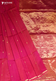 Nidhara Maheshwari Handloom Pink Silk Cotton Saree - Seven Sarees - Seven Sarees
