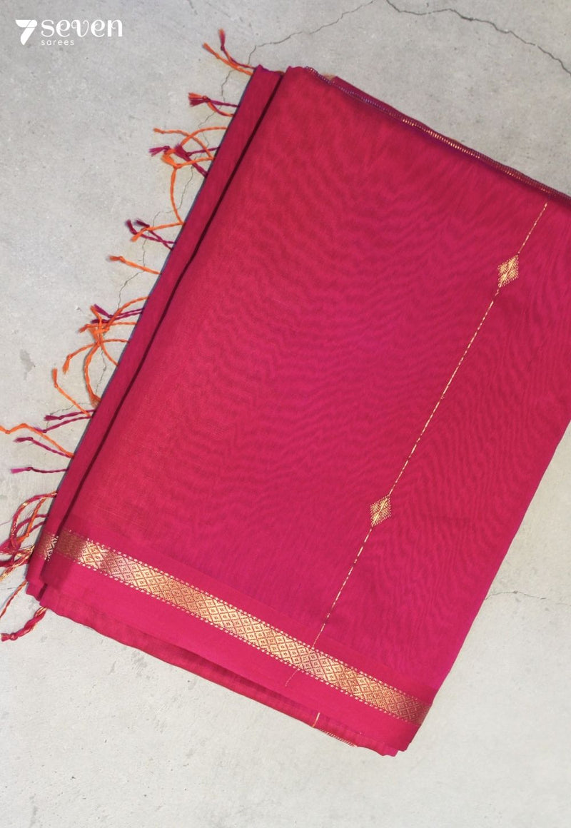 Nidhara Maheshwari Handloom Pink Silk Cotton Saree - Seven Sarees - Seven Sarees