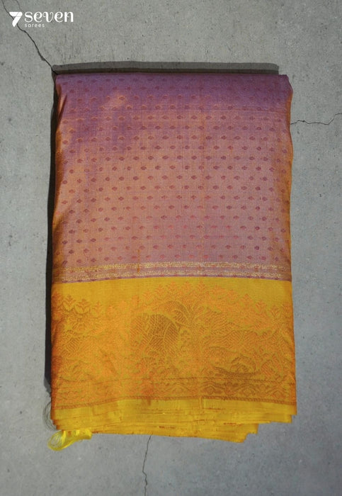 Night Petal Signature Seven Handloom Mauve Bangalore Pure Silk Saree|Silk Mark Certified - Seven Sarees - Saree - Seven Sarees