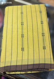 Nira Signature Seven Handloom Yellow Bangalore Pure Cotton Saree - Seven Sarees - Saree - Seven Sarees