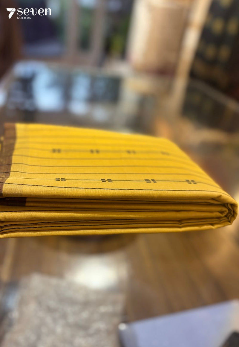 Nira Signature Seven Handloom Yellow Bangalore Pure Cotton Saree - Seven Sarees - Saree - Seven Sarees