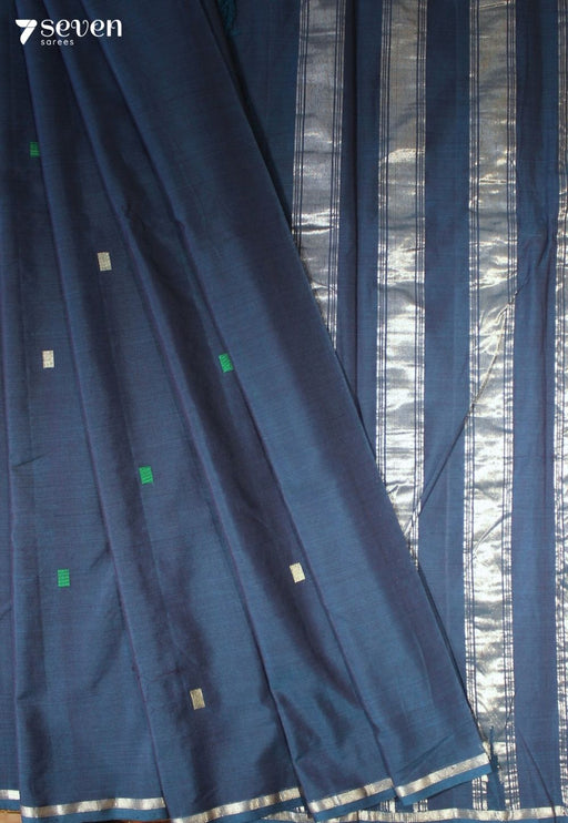 Niralika Signature Seven Handloom Blue Bangalore Pure Cotton Saree - Seven Sarees - Saree - Seven Sarees