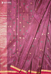 Nishera Chanderi Handloom Dark Pink Silk Cotton Saree - Seven Sarees - Seven Sarees